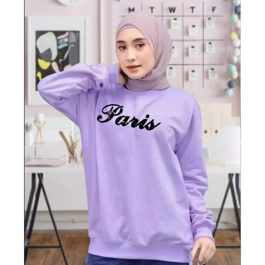 SWEATER WANITA PARIS TEXT TEBAL TERBARU,