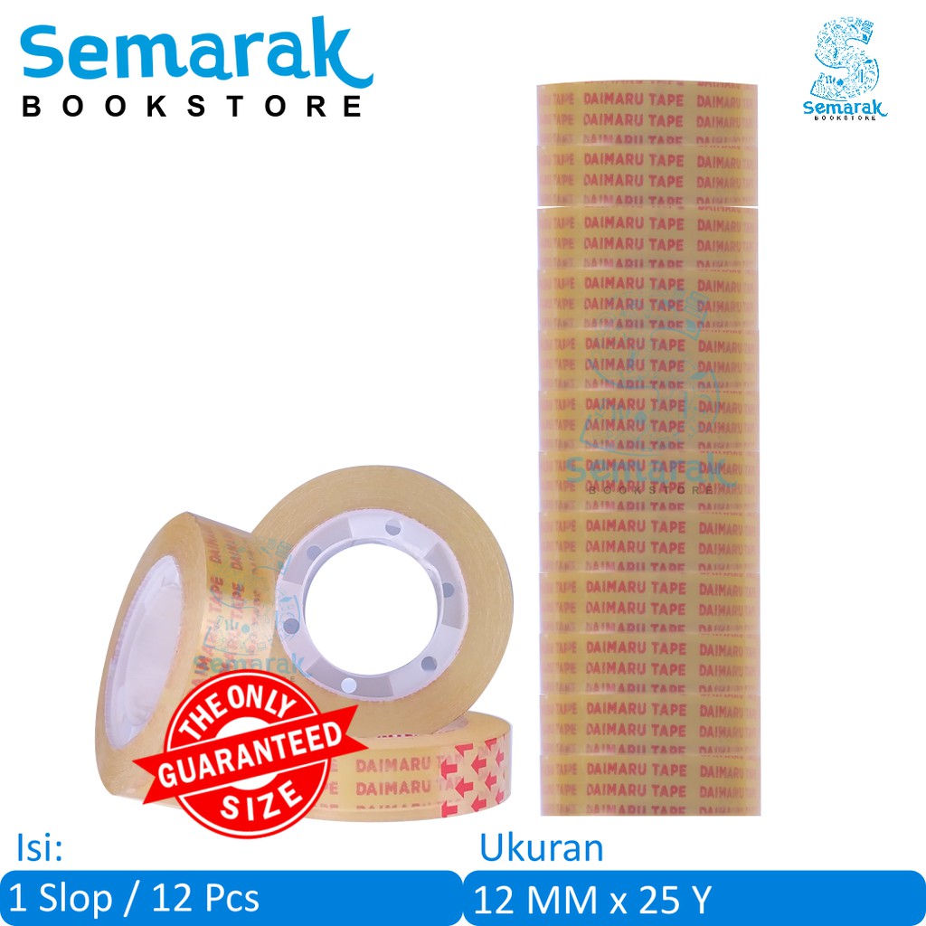 

Isolasi Kado Daimaru Stationery Tape 12 mm x 25 Yard - Transparan [1 Slop / 12 Rolls]