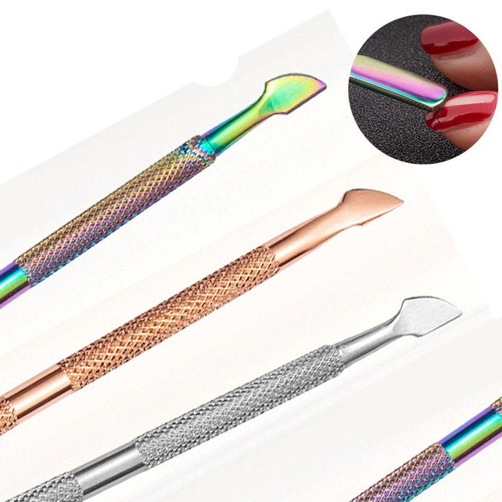 Mxbeauty 2pcs / set Alat Pembersih Kutikula Kuku Kepala Ganda Dengan Case Penyimpanan