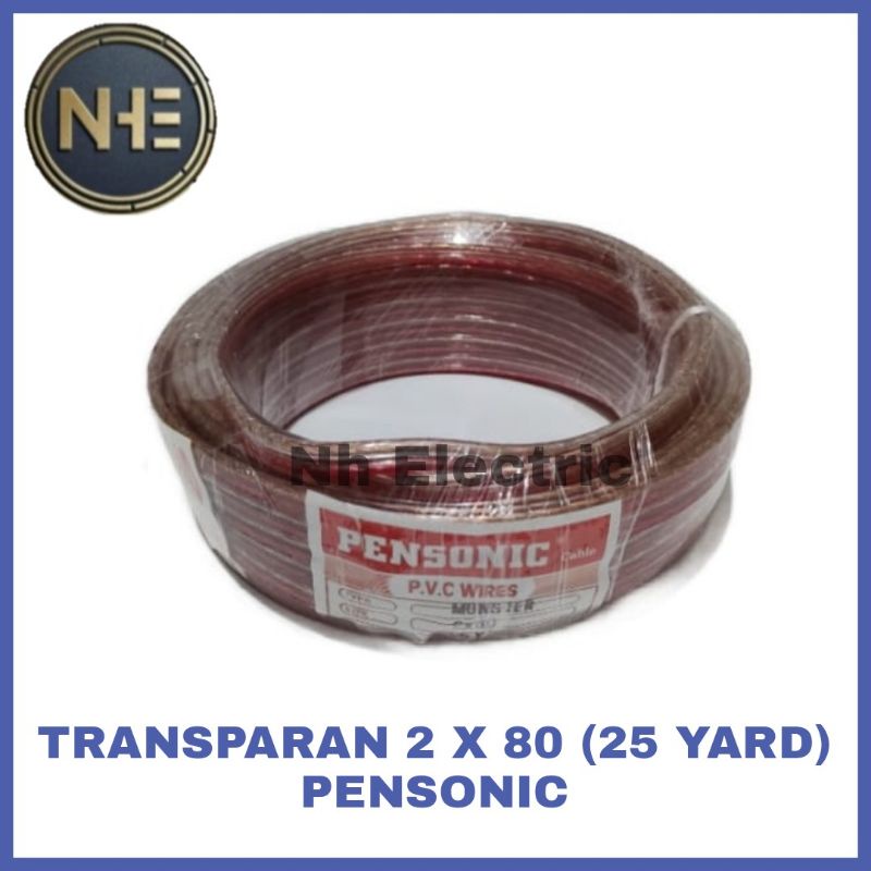 Kabel Listrik Transparan 2x80 25 Yard Pensonic - Kabel Trans Audio Serabut 2x80 25Y Pensonic