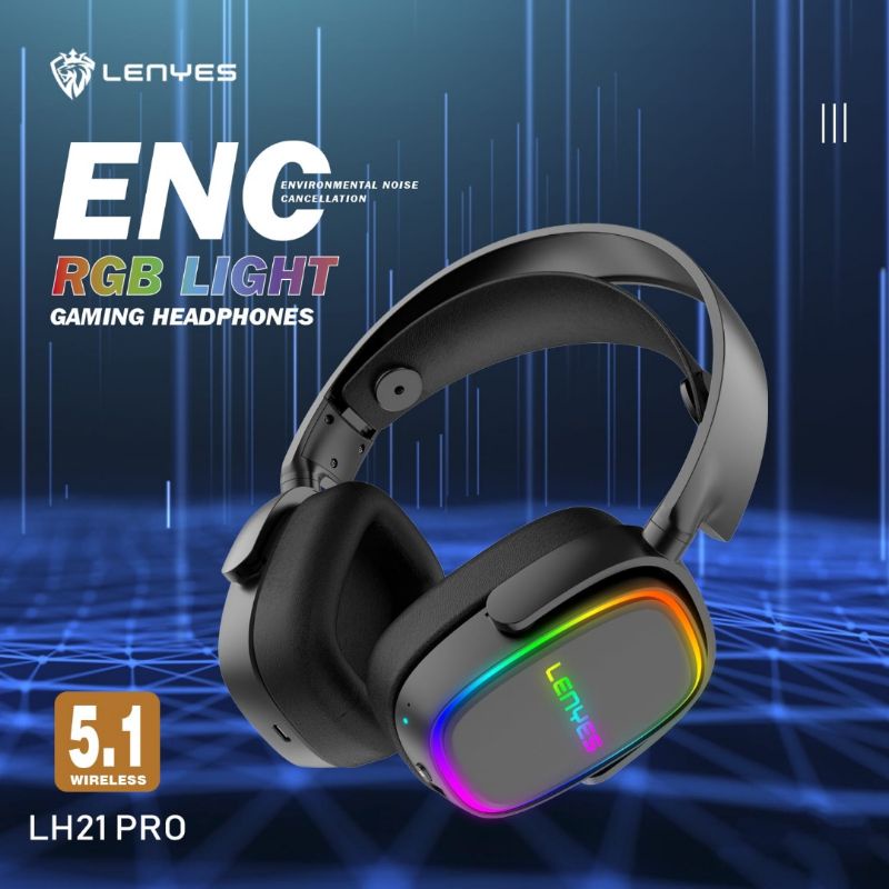 LENYES LH21 PRO ENC RGB Light 40ms Headphone Gaming Bluetooth Original