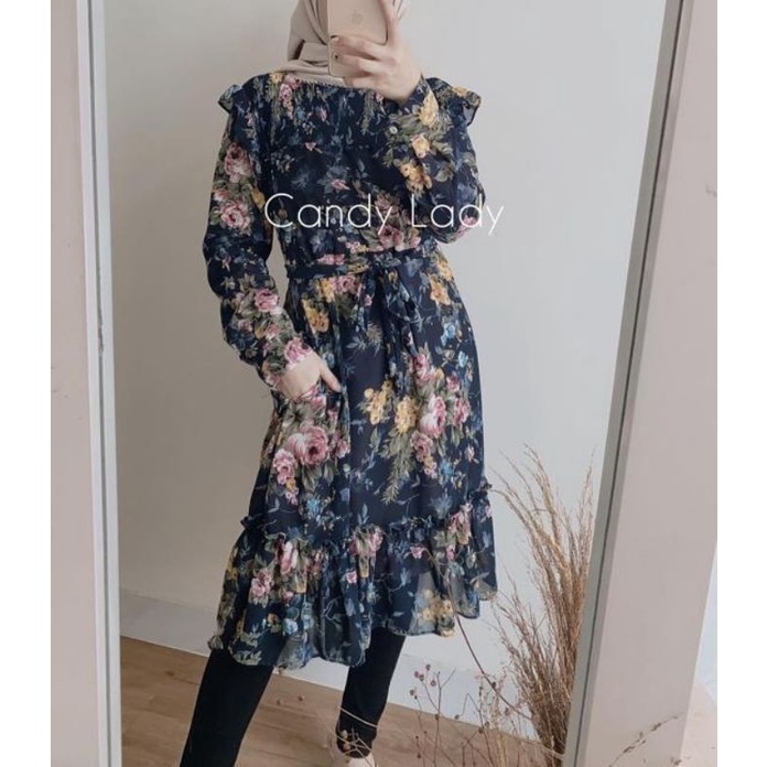 OVA TUNIK CERUTY BABYDOLL// TUNIK MOTIF BUNGA