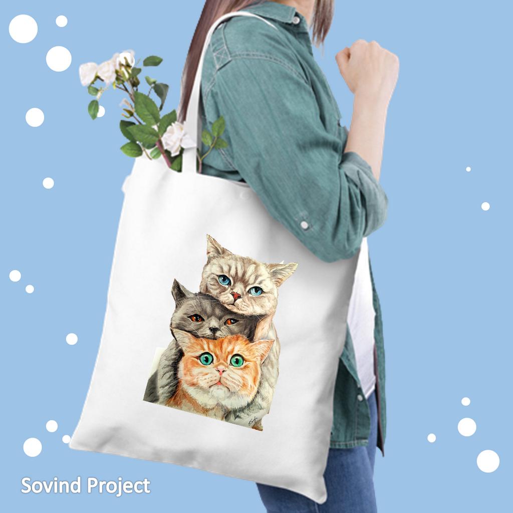 ToteBag Blacu Gambar Kucing Lucu