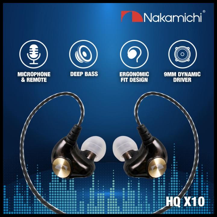 Nakamichi Hq X10 Dynamic Driver In Ear Monitor Wired Earphone Mic