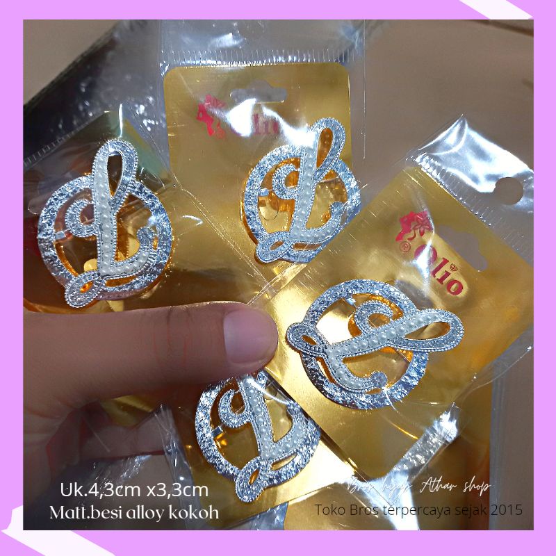 Bros B/bross signature branded /brooch button/Bros hijab buttonscarves Athar shop scarves murah-L silver
