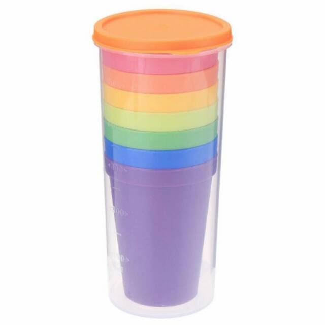 Gelas Pelangi Plastik Set 6 in 1 Gelas Minum Piknik / Picnic Cup Set