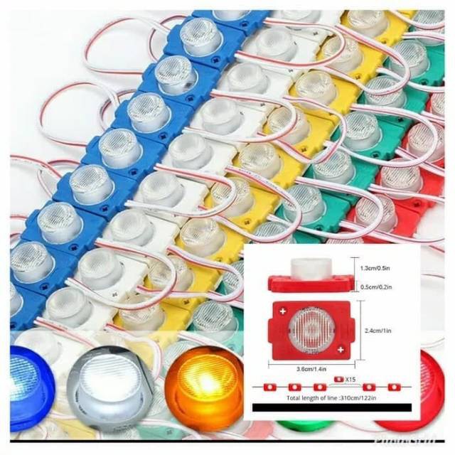 LED Module Batang 24 Volt 24V 1 Mata 1.5W lensa waterproof Warna Cocok Untuk Mobil Truck Bus