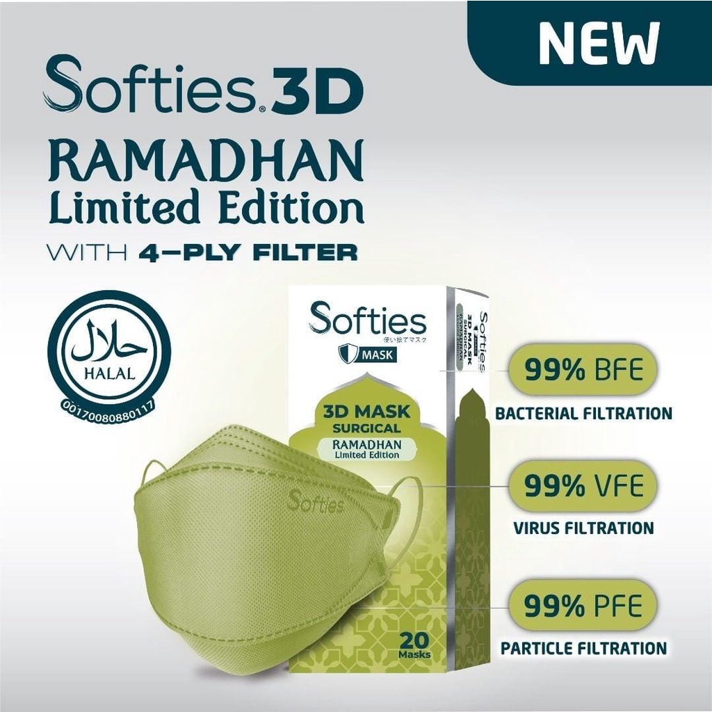 Softies Masker Surgical 3D 4ply KF94 Box 20 (ORI 100%/Uang Kembali)