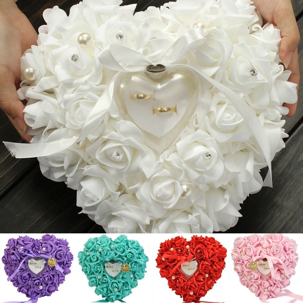Dekorasi Bantal Kotak Perhiasan Cincin Hadiah Bentuk Hati Dekorasi Bantal Kotak Perhiasan Cincin Hadiah Bentuk Hati