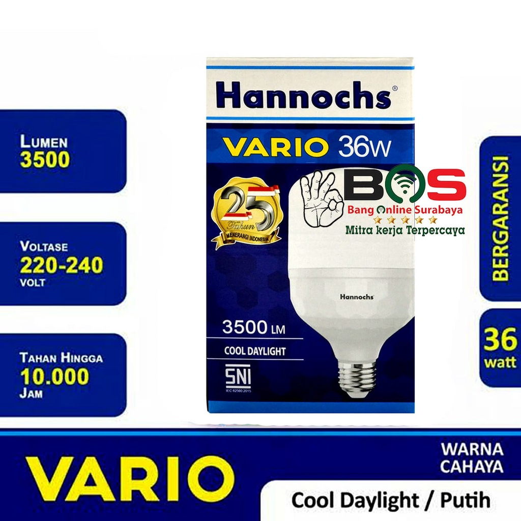 Lampu Kapsul Bohlam LED Hannochs VARIO Cahaya Putih 36W 36 Watt 6500K