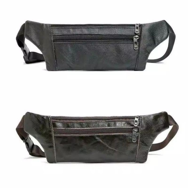 tas pinggang pria punggung kulit leather waist bag import