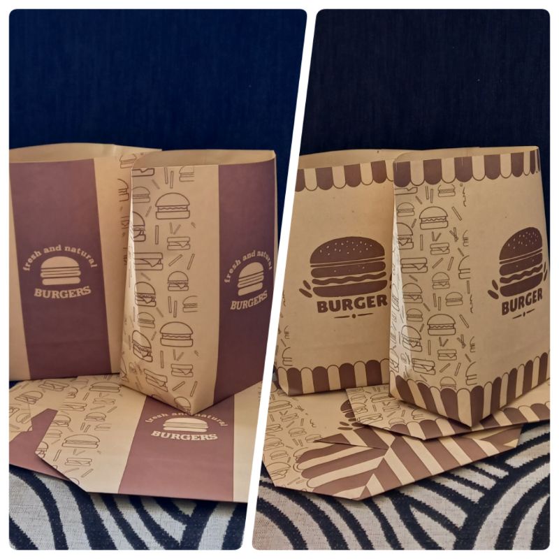 Kemasan Bungkus Wadah Kantong Burger Kertas Murah 100 Pcs