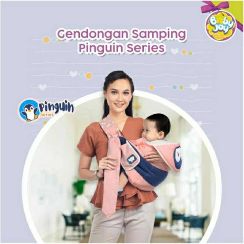 Baby Joy Gendongan Bayi Samping (cocok u/ newborn) + Kantong Botol Susu Pinguin Series - BJG 2019-5