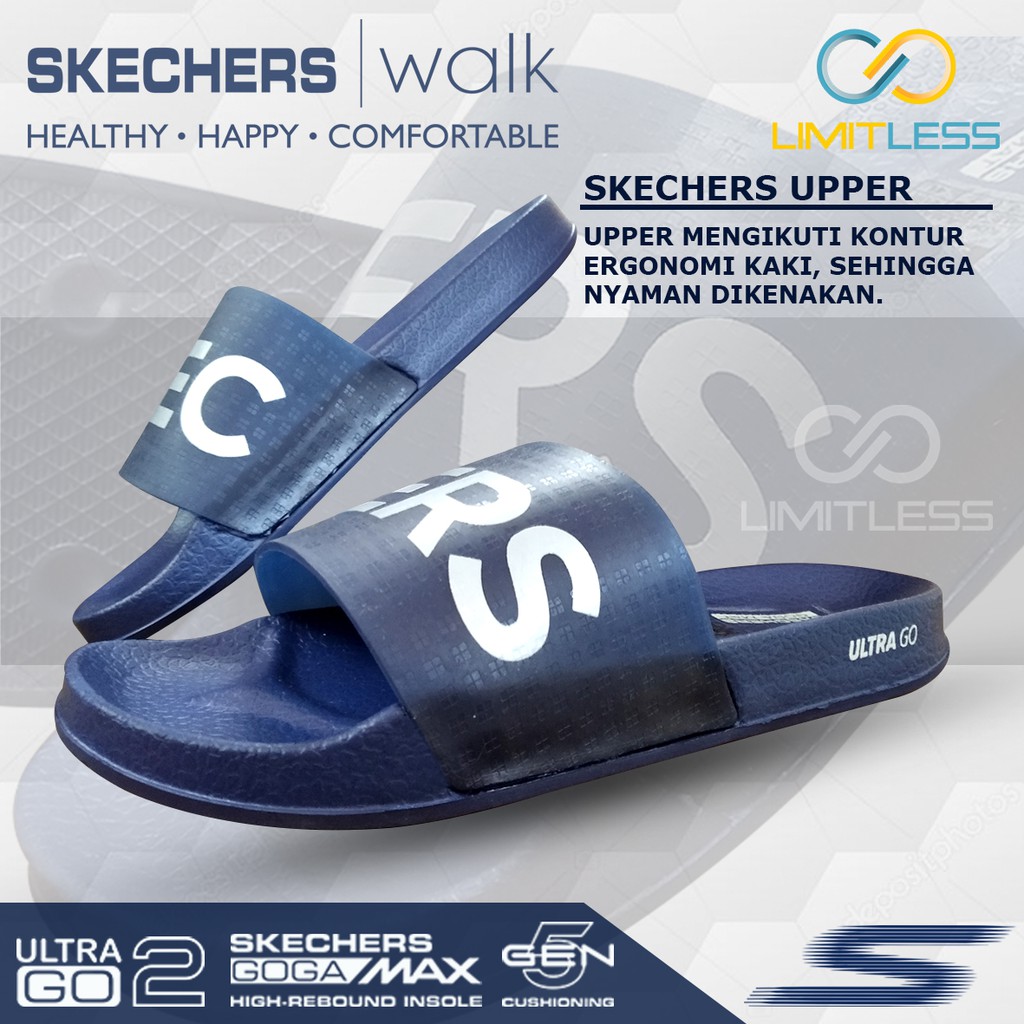 Sendal Selop Pria Skechers Sandal Santai Slide Pria Terbaru Sendal Slip on Casual Pria Kekinian