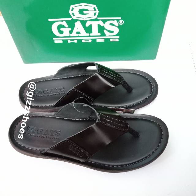 Gats HG-282 Gat's Sandal Jepit Pria Cowok Laki-laki Kulit Asli Murah Hitam Black