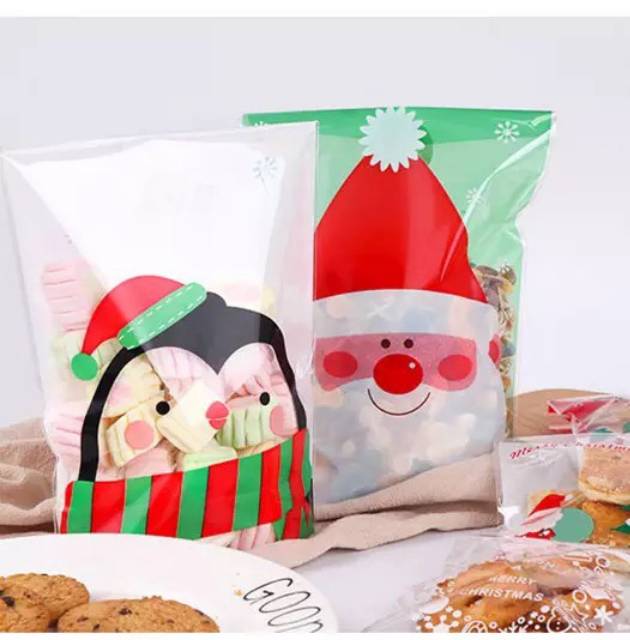 10 pcs Plastik natal Christmas santa Claus/ plastik cookies natal/ plastik souvernir