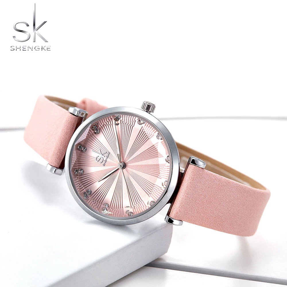 HOT PROMO Shengke Women's Watches Luxury Ladies Watch Leather Watches For Women Fashion Bayan