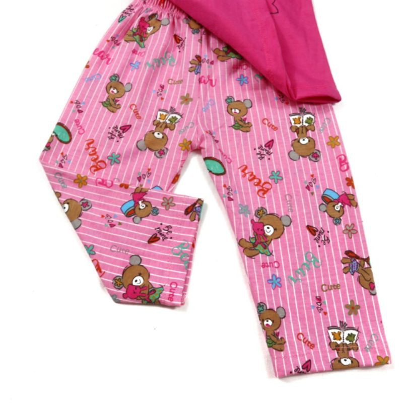 SETELAN FASHION PAKAIAN BAJU ANAK PEREMPUAN 1 TAHUN MOTIF BEAR KEMBAR