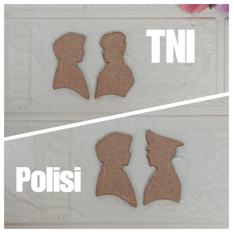 Siluet POLISI dan TNI Couple (sepasang) bahan MDF Laser Cutting Bahan Isi Hiasan Dekorasi Mahar Pern