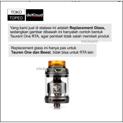 THC TAUREN ONE RTA Replacement Glass | pyrex kaca tabung gelas beest