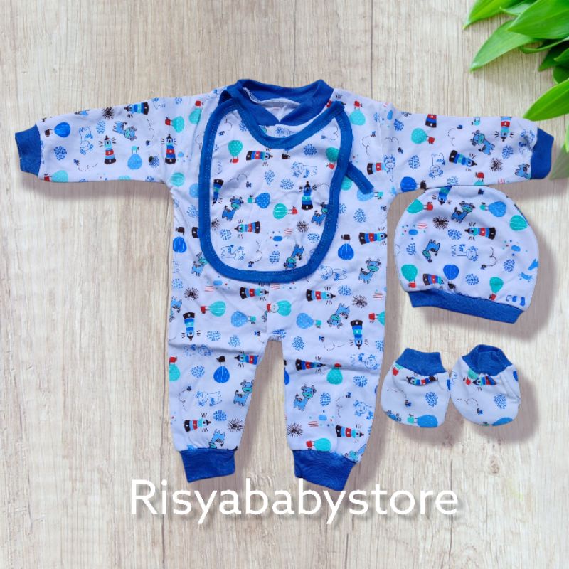 4 in 1 Sleepsuit bayi baru lahir / celemek bayi / sarung tangan bayi / topi bayi newborn