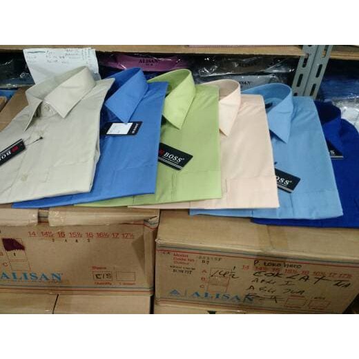 kemeja BOSS polos pendek REGULAR FIT