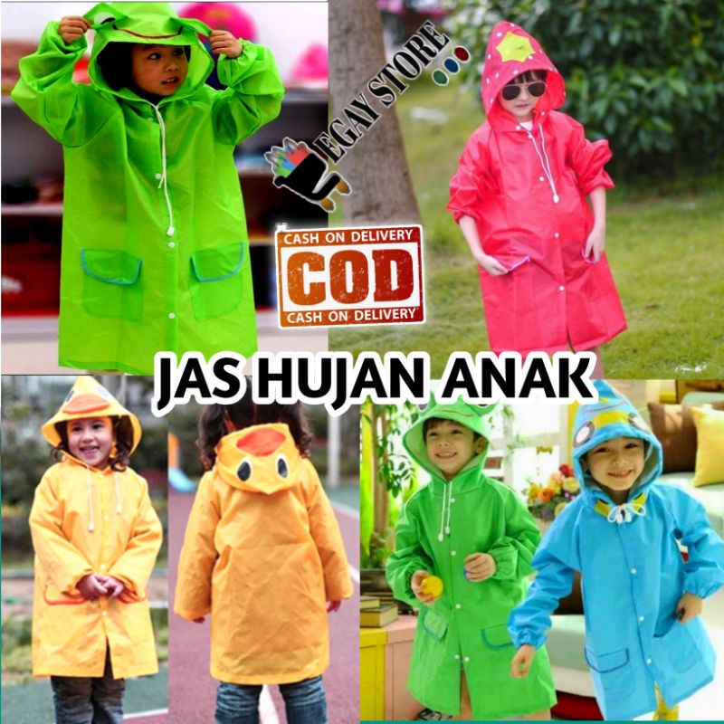 Jas Hujan Anak Laki Perempuan 2 3 4 5 Tahun Mantel Ujan Anak TK Karakter Poncho Ponco EVA Anti Air Waterproof Tebal Funny Raincoat