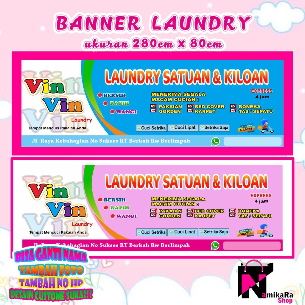 Banner Spanduk Backdrop Laundry/ Cetak Spanduk Laundry Murah/ Banner Laundry Ukuran 280x80 Bisa COD