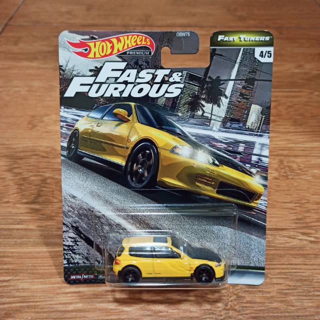 Hot Wheels Premium Fast & and Furious Honda Civic EG EG6 Estilo Yellow