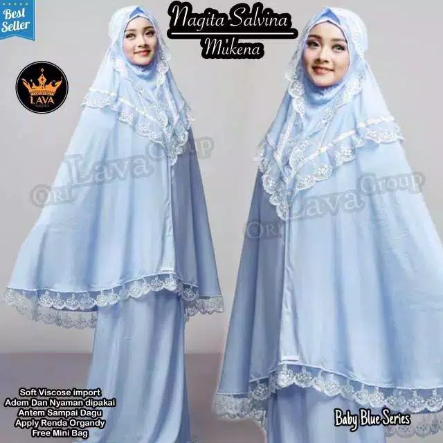 MUKENA- DIONISIA NAGITA SALVINA MUKENA JUMBO DEWASA TERBARU 2020 - BIRU -MUKENA.