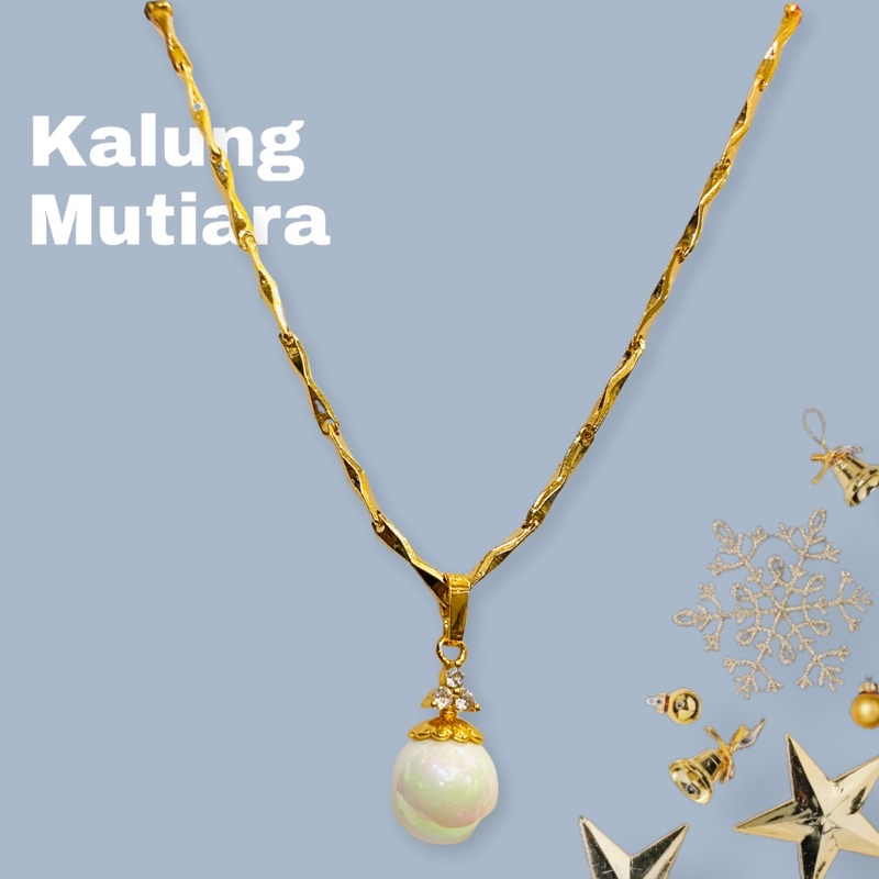 kalung mutiara //kalung lapis emas//perhiasan pengganti emas//leontin mutiara