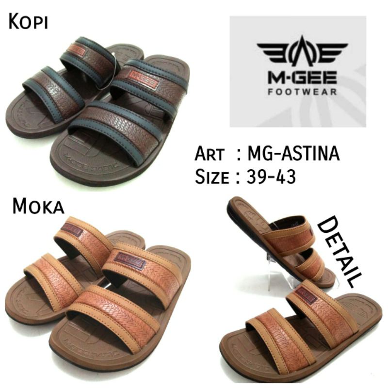 SANDAL SELOP 2TALI DEWASA PRIA TERBARU ORIGINAL M.GEE ASTINA WARNA KOPI MOKA SIZE 39-43