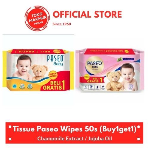 TISSUE PASEO BABY WIPES 50`S BUY 1 GET 1