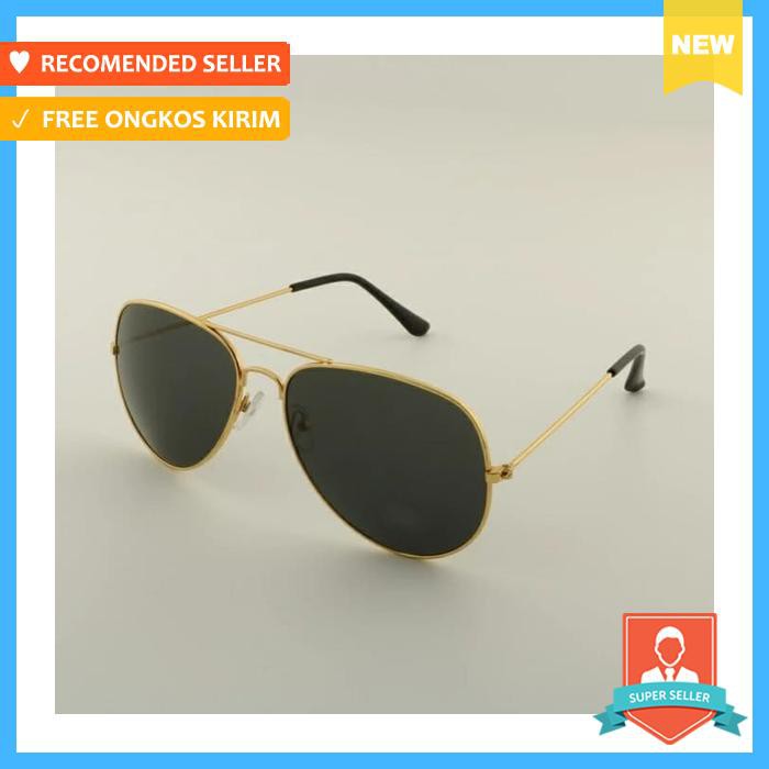Kacamata Aviator Dewasa Lensa Hitam Frame Gold - Aksesoris Pria - Kacamata Pria