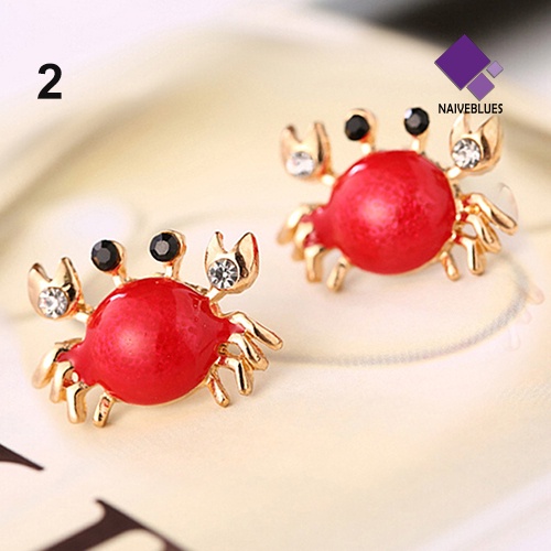 Anting Stud Desain Kepiting Laut Bahan Alloy Warna Emas Untuk Wanita