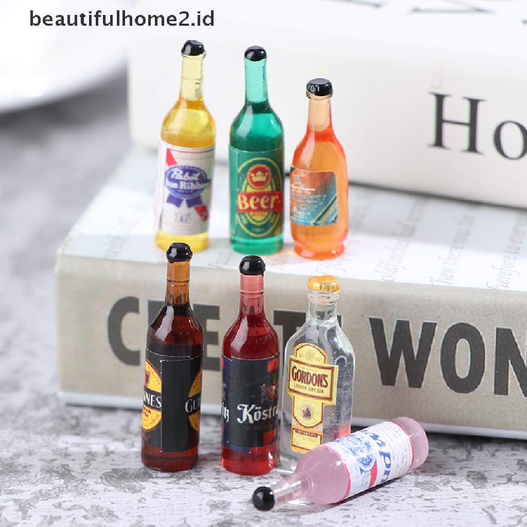 (Beautifulhome2.Id) 10pcs / Set Mainan Miniatur Botol Wine Bahan Resin Untuk Aksesoris Rumah Boneka 1 / 12