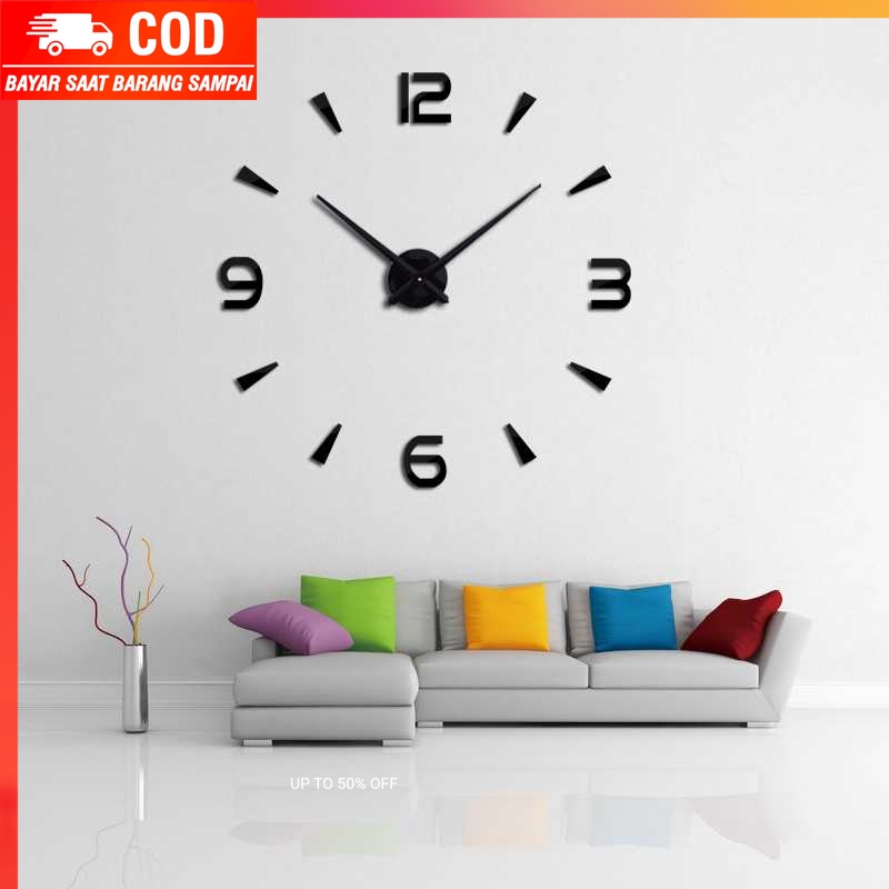 (100% BARANG ORI) Taffware Jam Dinding Besar DIY Giant Wall Clock 80-130cm - DIY-104