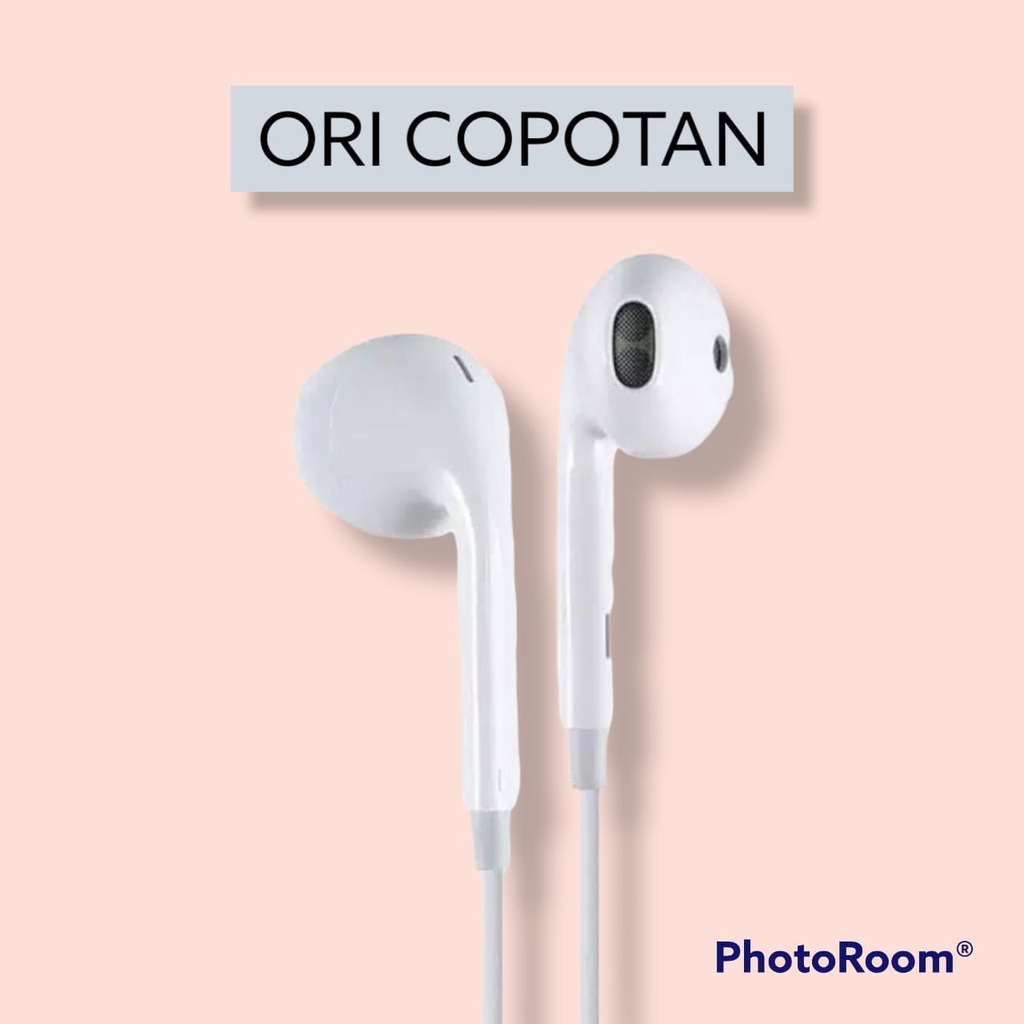 HANDSFREE (REALME) HEADSET ORI COPOTAN UNIVERSAL STEREO 3.5MM SAMSUNG ORIGINAL AUX MIC SUARA BENING