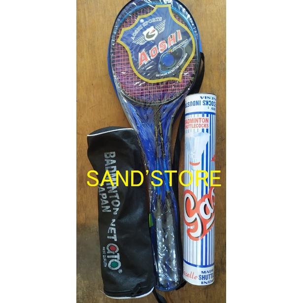 Paket Raket  isi 2 + Kok Gasella+ Net GTO Badminton