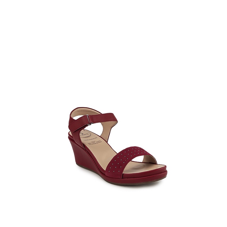 SANDAL WEDGES KULIT OBERMAIN WANITA ORIGINAL ASLI TERBARU MERAH OW40