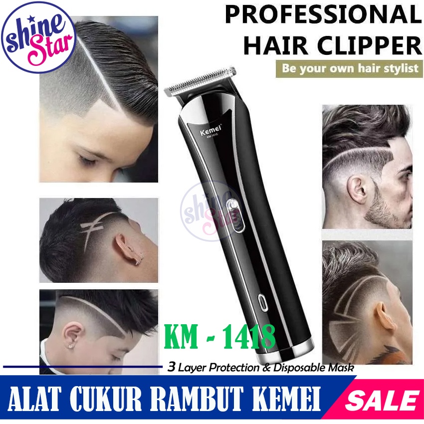 SHINE STAR - BISA COD - Hair Clipper Kemei KM-1419 / KM-1407 / KM-1418 3IN1 Rechargeable - Alat Cukur Listrik Rambut Kumis Jenggot Bulu Hidung