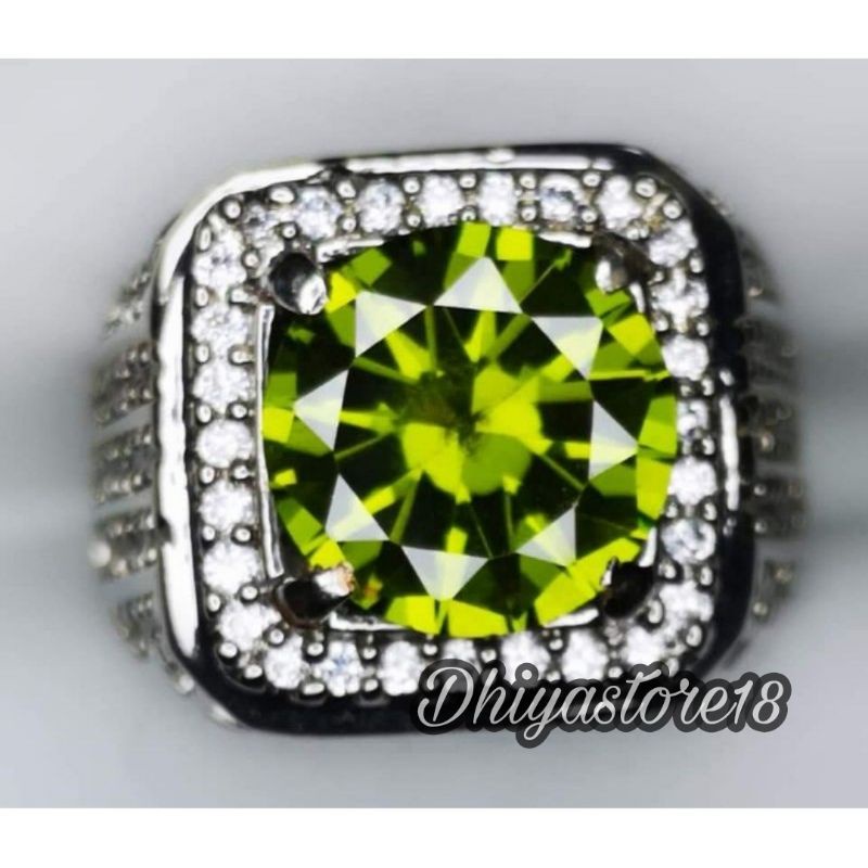 BATU PERMATA GREEN PERIDOT DIAMOND CUBIC ZIRCONIA