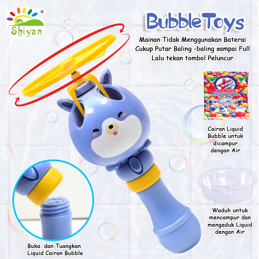 [Shiyan] mesin gelembung terbang mainan peluncur peniup balon busa unik soaring bubble toys