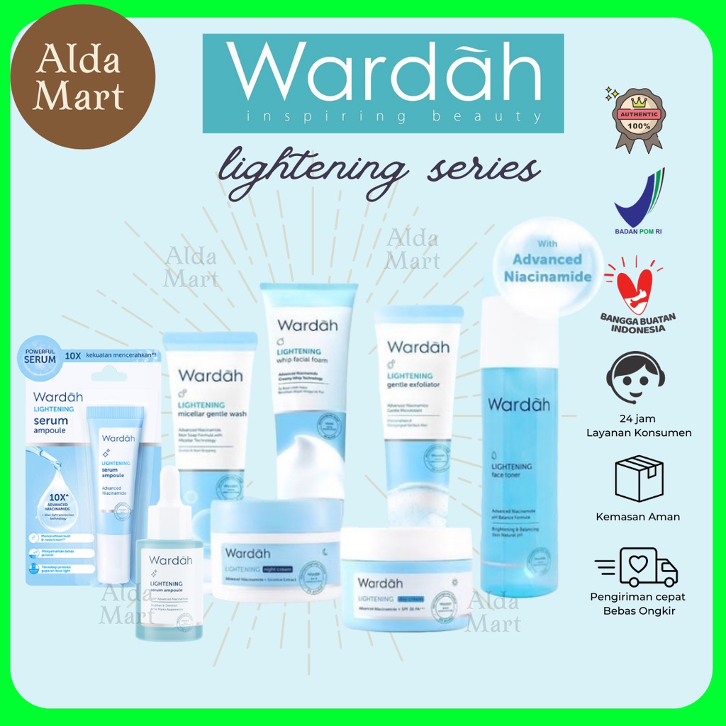 WARDAH Lightening Niacinamide Day Cream Night Cream 30g 20 ml BPOM Krim Pencerah Pelembab