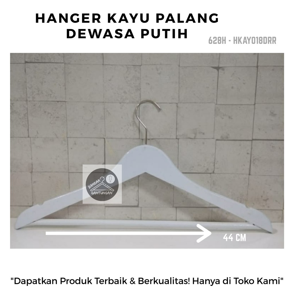 Hanger Kayu Palang Putih Dewasa / Gantungan Baju Palang / Display Pakaian(BH)