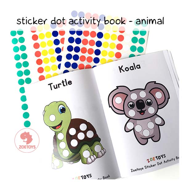 Zoetoys Reusable Sticker Dot Activity Set Book | Christmas Alphabet Hijaiyah Number Vehicle Animal Disney Princess | Color Dot Activity Card Kartu Aktivitas Mainan Edukasi Anak