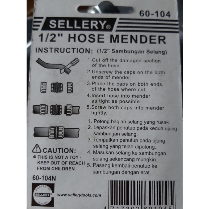 SAMBUNGAN SELANG KE SELANG/KONEKTOR/CONNECTOR/HOSE MENDER 60-104 SELLERYSambungan konektor selang BERKUALITAS