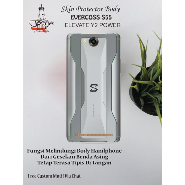 Dapat 2Pcs Garskin HP Evercoss S55 Elevate Y2 Power motif shark - Free Custom Motif