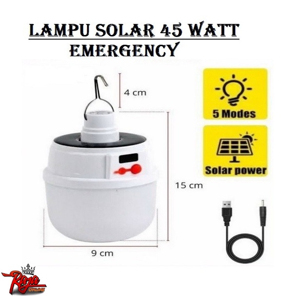 LS45 - Lampu Emergency Solar 45 WATT Panel Surya 3D LED Hemat Energi Rechargeable