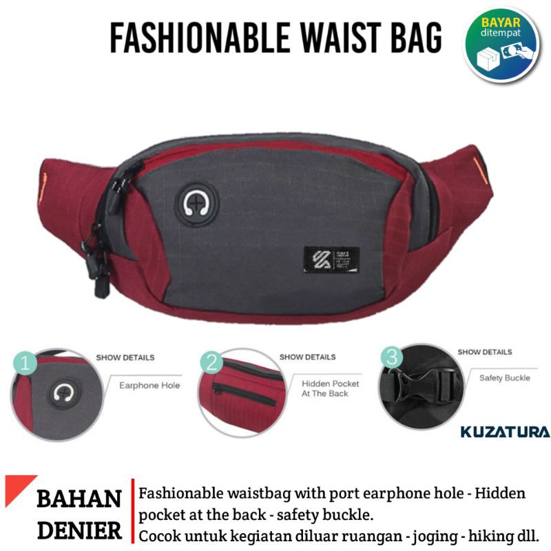 Tas Pinggang Pria Waistbag Port Headset Keren KZR 573 Murah